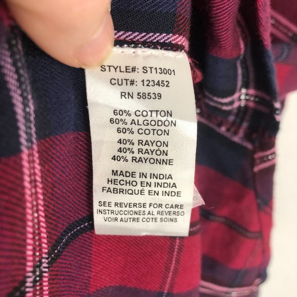 KUT FROM THE KLOTH Plaid Button Front Shirt Women's Size Small Red Blue Collared - Picture 9 of 10